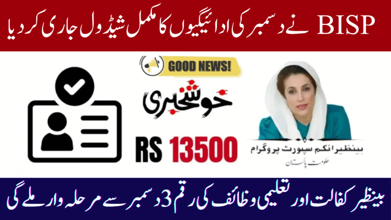 BISP 8171 December Payment Schedule