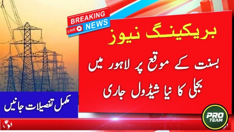 LESCO Electricity Supply Schedule for Basant