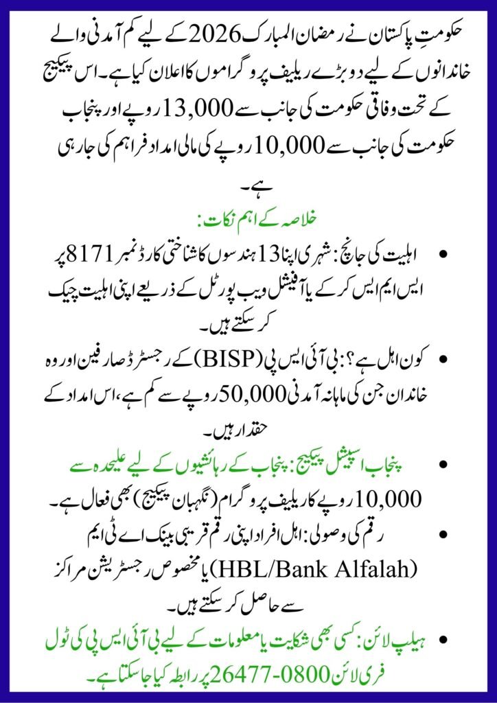 13000 & 10,000 Ramzan Relief Package 